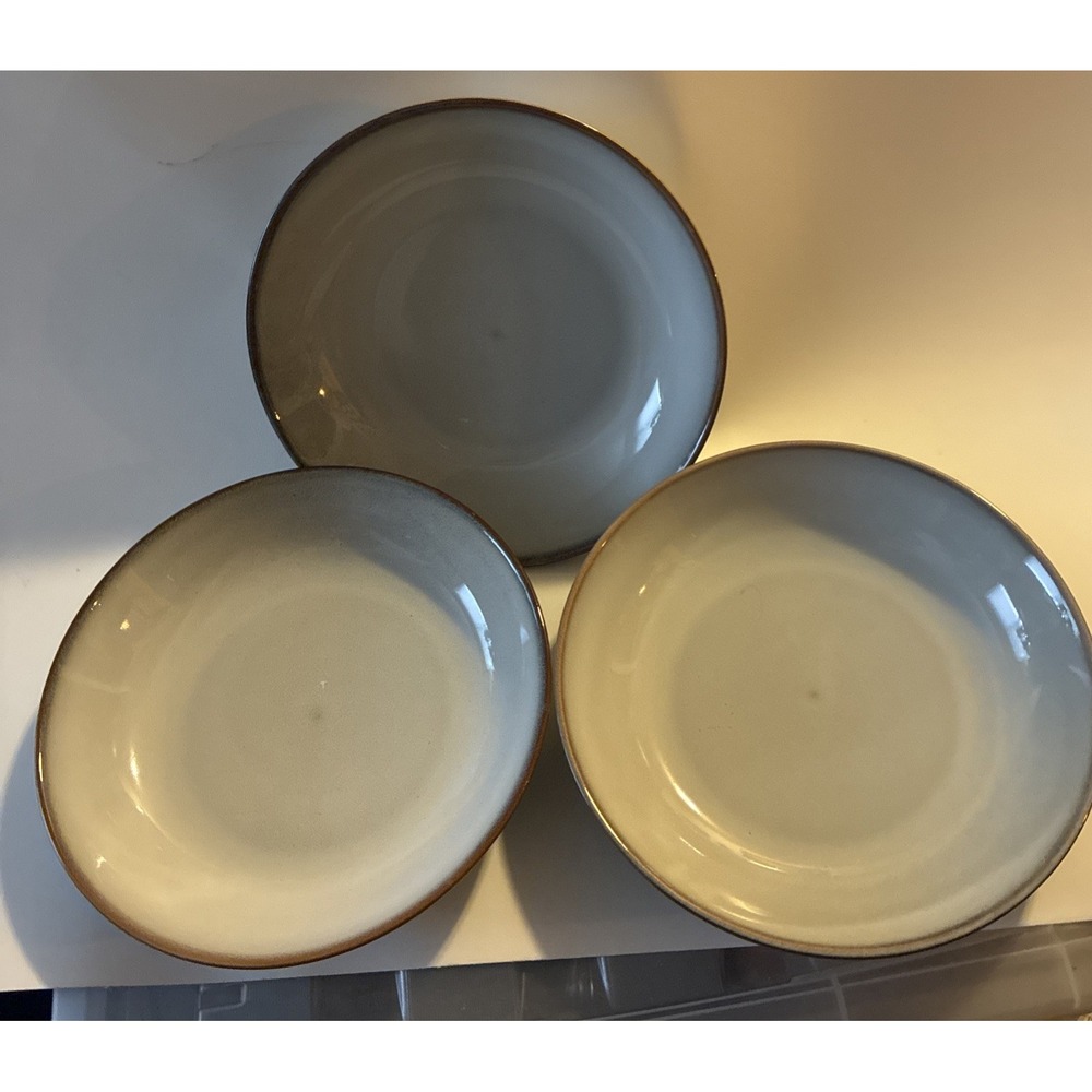 3 IKEA Soup Salad Pasta Gray Bowls (8.5") - Brown Edge, Glazed Never Used